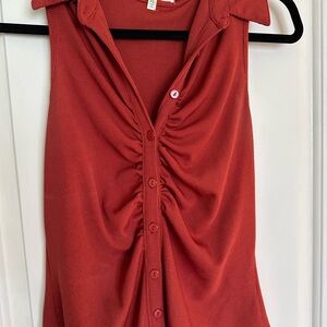 Burnt orange, flattering Sleeveless Blouse
